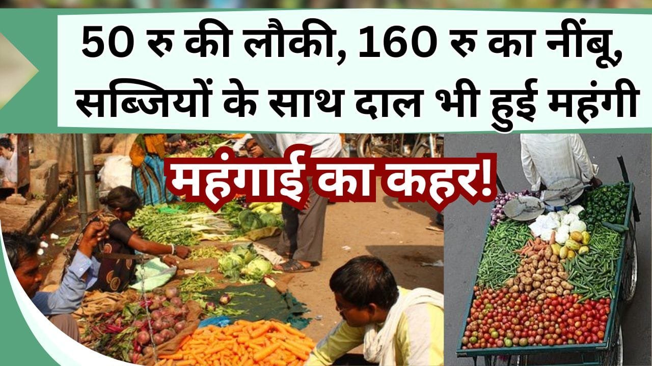 महंगाई का कहर! 50 रु की लौकी, 160 रु का नींबू, के साथ बढे कई सब्जियों के भाव, दाल भी हो गई महंगी, यहाँ जानिये टमाटर के साथ हरी सब्जियों के दाम