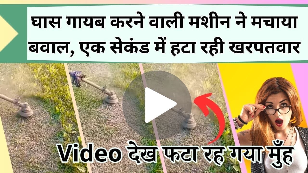 घास गायब करने वाली मशीन ने मचाया बवाल, Video देख फटा रह गया मुँह, एक सेकंड में हटा रही खरपतवार